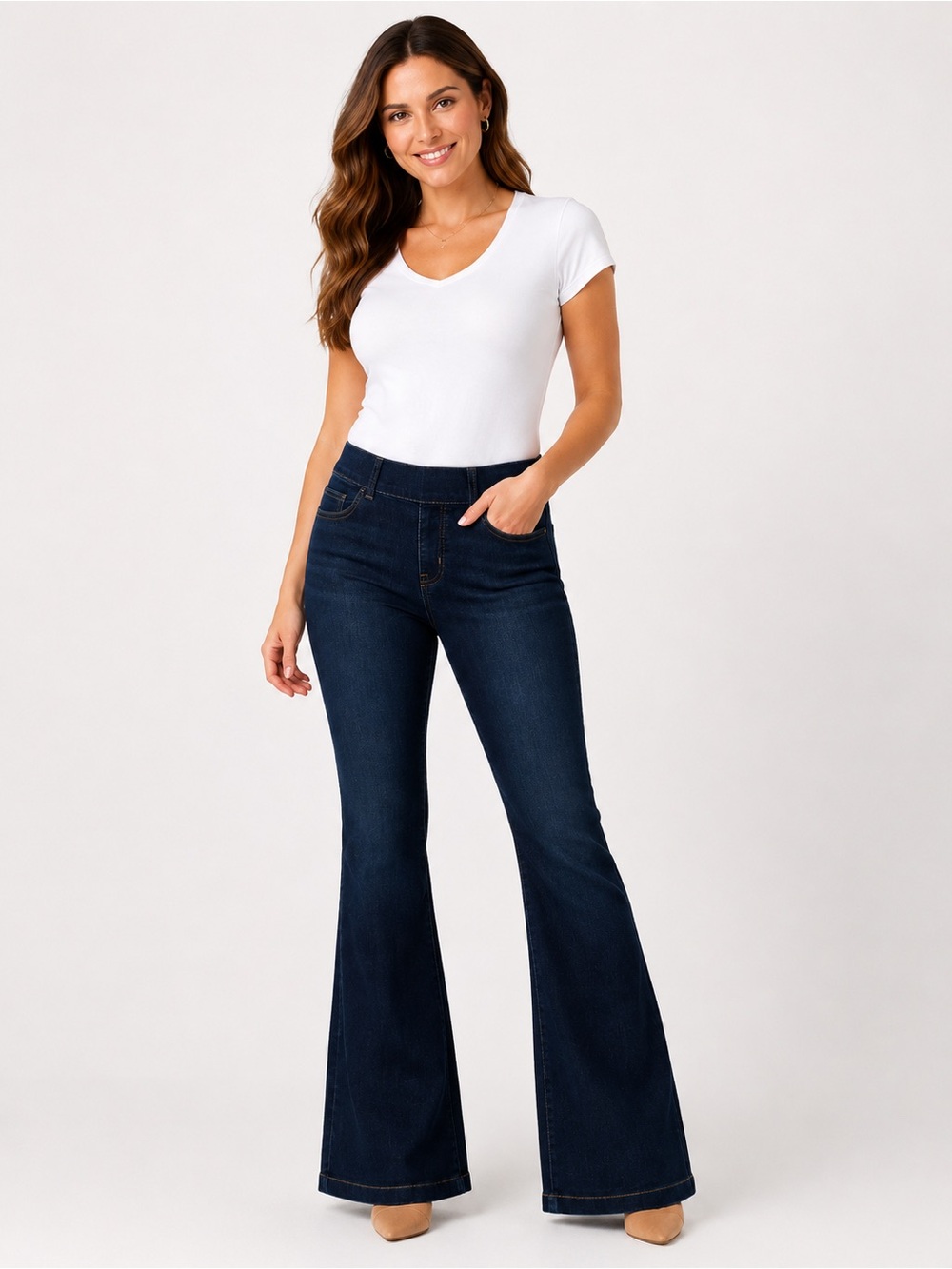 SPANX Flare Jeans‎ – Women’s S/P Dark Wash Pull-On Stretch Denim